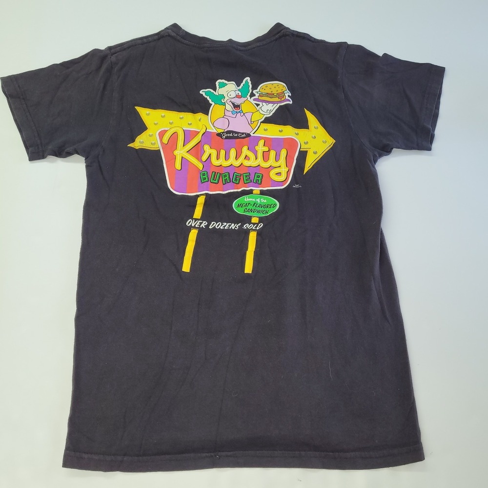 The Simpsons Krusty Burger T Shirt Mens Size S Black Graphic Tee